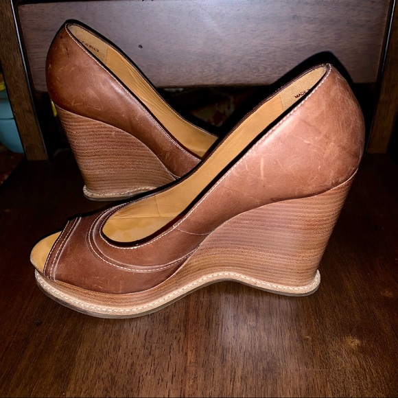 KORS Michael Kors Shoes - [KORS Michael Kors] Brown Peep Toe Wedges 6.5M